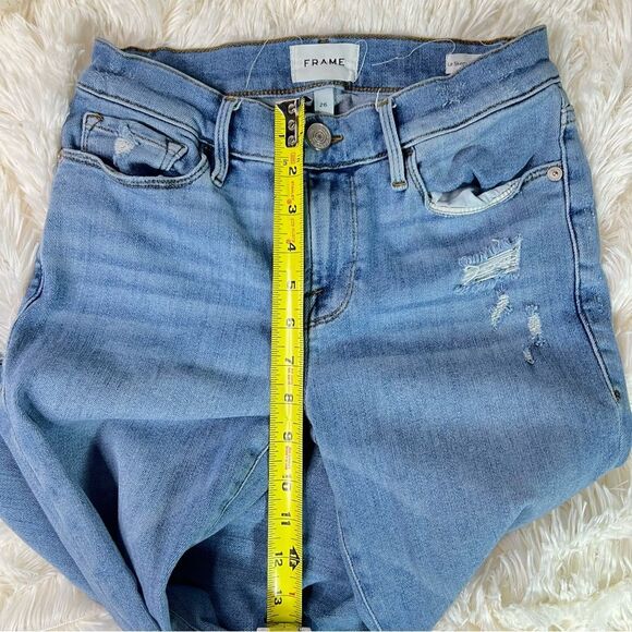 Frame Le Skinny de Jeanne Crop Jean raw hem ripped distressed jeans - Picture 11 of 12